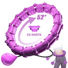 1pc Smart Weighted Hula Hoops, Fitness Weight Loss Gear, With Detachable Knots & Adjustable Weight - Purple - 24 Konts