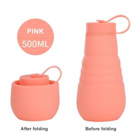 500ml Large Capacity Silicone Folding Water Bottle High Temperature Resistance Outdoor Sports Bottle Travel Portable Cup - 500ML - 04