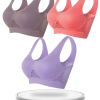 3 Pcs Breathable Solid Eyelet Mesh Hole Vest Sports Bras, Plus Size Non-steel Running Yoga Bras, Women's Lingerie & Underwear - Multicolor - XXL