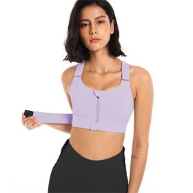 Women Sports Bras Tights Crop Top Yoga Vest Front Zipper Plus Size Adjustable Strap Shockproof Gym Fitness Athletic Brassiere - E77-5 - M