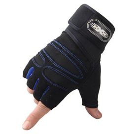 Gloves Weight Exercises Half Finger Lifting Gloves Body Building Training Sport Gym Fitness Gloves for Men Women - Blue - XL