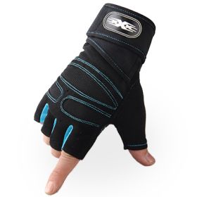 Gloves Weight Exercises Half Finger Lifting Gloves Body Building Training Sport Gym Fitness Gloves for Men Women - sky blue - M