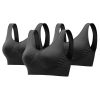 3 Pack Sport Bras For Women Seamless Wire free Bra Light Support Tank Tops For Fitness Workout Sports Yoga Sleep Wearing - BK_BK_BK - M