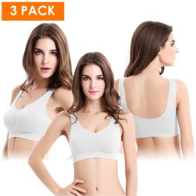 3 Pack Sport Bras For Women Seamless Wire free Bra Light Support Tank Tops For Fitness Workout Sports Yoga Sleep Wearing - WH_WH_WH - L