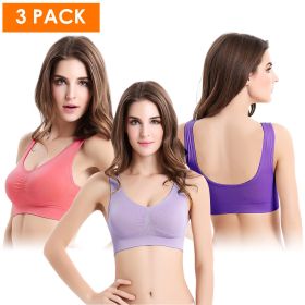 3 Pack Sport Bras For Women Seamless Wire free Bra Light Support Tank Tops For Fitness Workout Sports Yoga Sleep Wearing - PP_GY_MelonRed - 4XL