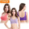 3 Pack Sport Bras For Women Seamless Wire free Bra Light Support Tank Tops For Fitness Workout Sports Yoga Sleep Wearing - PP_GY_MelonRed - L