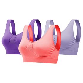 3 Pack Sport Bras For Women Seamless Wire free Bra Light Support Tank Tops For Fitness Workout Sports Yoga Sleep Wearing - PP_GY_MelonRed - 2XL