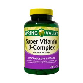 Spring Valley Super Vitamin B-Complex Tablets Dietary Supplement;  250 Count - Spring Valley