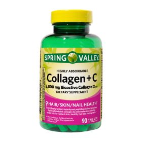 Spring Valley Highly Absorbable Collagen + C Tablets Dietary Supplement;  2; 500 mg;  90 Count - Spring Valley