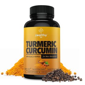 Turmeric Supplement Mood Mobility and Joint Support Supplement Turmeric Curcumin with Black Pepper 1000 mg 120 Capsules - Z Zealthy Life