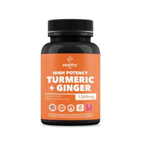 High Potency 1200mg Turmeric and Ginger Supplement Antioxidant 180 Capsules - Z Zealthy Life