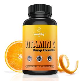 Vitamin C 500mg Orange Flavor Chewable Immune Support Supplement with Antioxidants 120 Capsules - Z Zealthy Life