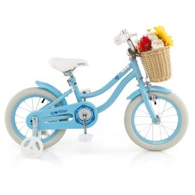 14" Kid's Bike with Training Wheels and Adjustable Handlebar Seat - Blue