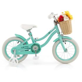 14" Kid's Bike with Training Wheels and Adjustable Handlebar Seat - Green