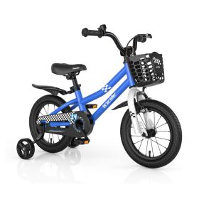 14 Inch Kid's Bike with 2 Training Wheels for 3-5 Years Old - Navy