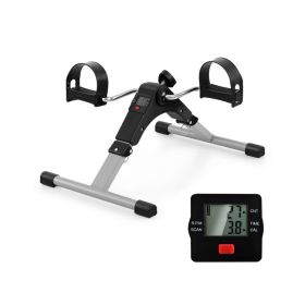 Under Desk Exercise Bike Pedal Exerciser with LCD Display for Legs and Arms Workout - Black