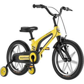 M-F800-14 inch Kids Bike for Girls and Boys, Magnesium Alloy Frame with Auxiliary Wheel, Kids Single Speed Cruiser Bike. - Yellow