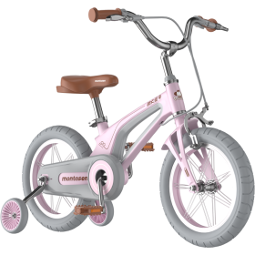 M-F800-14 inch Kids Bike for Girls and Boys, Magnesium Alloy Frame with Auxiliary Wheel, Kids Single Speed Cruiser Bike. - Pink