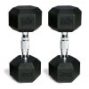 20lb Coated Rubber Hex Dumbbell, Pair - Black 20lb pair