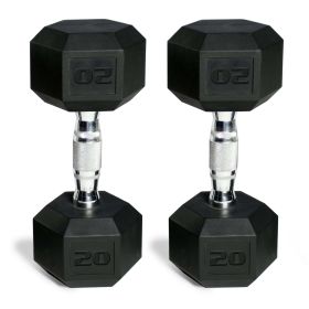 20lb Coated Rubber Hex Dumbbell, Pair - Black 20lb pair