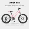 AB03-24 inch Youth Bike Kids Bike for Boys and Girls with Suspension Fork, 7-Speed Drivetrain, Multiple Colors. - Pink