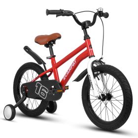 A16114 Kids Bike 16 inch for Boys & Girls with Training Wheels, Freestyle Kids' Bicycle with fender. - Red