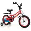 14 Inch Kids Bike with 2 Training Wheels for 3-5 Years Old - Red