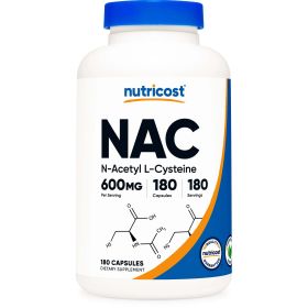 Nutricost NAC (N-Acetyl L-Cysteine) 600mg, 180 Capsules - Non-GMO, Gluten Free Supplement - eSupplements, llc