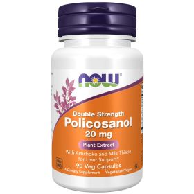 NOW Supplements, Policosanol 20 mg, Double Strength, Blend of Long-Chain Fatty alcohols (LCFAs) Derived from Sugar Cane, 90 Veg Capsules - NOW