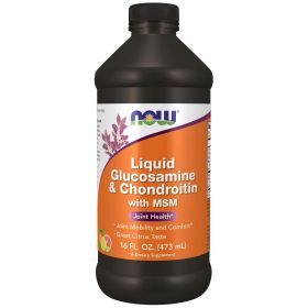 NOW Supplements, Glucosamine & Chondroitin with MSM, Liquid, Joint Health, Mobility and Comfort*, 16-Ounce - NOW