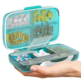 Pill Organizer Airtight Pill Box Large Pill Dispenser for Home Travel Green Case - Bexeen