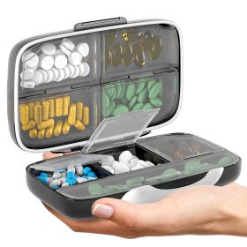 Airtight Pill Organizer Box Large Pill Dispenser for Home Travel 8 Compartment - Bexeen