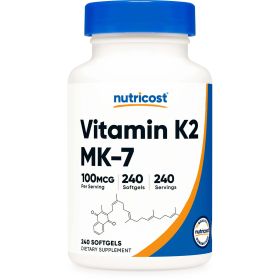 Nutricost Vitamin K2 MK-7 100mcg, 240 Softgels - Gluten Free and Non-GMO Supplement - eSupplements, llc