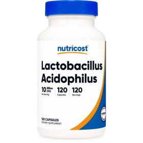 Nutricost Lactobacillus Acidophilus 10 Billion CFU Supplement, 120 Vegetarian Capsules - eSupplements, llc