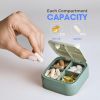 Green Travel Medicine Pill Organizer Small Pill Box for Purse Mini Pill Case Push Button Opening - Bexeen