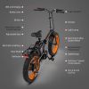 New Pattern Electric Bike Fat Tire With Removable Lithium Battery for Adults - 500W - Orange