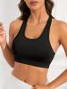 Green Solid Color Breathable Mesh Stitching Tank Top, Sports Yoga Fitness Bra - Viridity - S