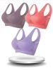 3 Pcs Breathable Solid Eyelet Mesh Hole Vest Sports Bras, Plus Size Non-steel Running Yoga Bras, Women's Lingerie & Underwear - Multicolor - XXL