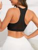 Green Solid Color Breathable Mesh Stitching Tank Top, Sports Yoga Fitness Bra - White - M