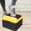 Height-Adjustable Step Aerobics Platform Fitness Equipment Stepper Trainer Exercise Step Platform with 4 Riser Yellow - as Pic