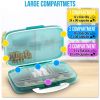 Pill Organizer Airtight Pill Box Large Pill Dispenser for Home Travel Green Case - Bexeen