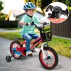 14 Inch Kids Bike with 2 Training Wheels for 3-5 Years Old - Red