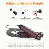 Adjustable Steel Tangle-Free Jump Rope With Ball Bearings And Foam Handle For Adults And Kids; Home Fitness Exercise Accessories - Plastic