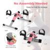 Under Desk Exercise Bike Pedal Exerciser with LCD Display for Legs and Arms Workout - Pink