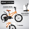 A16114 Kids Bike 16 inch for Boys & Girls with Training Wheels, Freestyle Kids' Bicycle with fender. - Orange