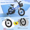 14 Inch Kid's Bike with 2 Training Wheels for 3-5 Years Old - Navy