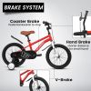 A16114 Kids Bike 16 inch for Boys & Girls with Training Wheels, Freestyle Kids' Bicycle with fender. - Red