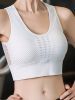 Solid U-neck Mesh Breathable Sports Bra, Push Up Shock Proof Yoga Fitness Workout Tank Top, Women's Activewear - White - L(8/10)