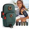 Outdoor Arm Bag; Sports Running Phone Pouch; Women's Nylon Coin Purse With Earphone Hole - Black Green